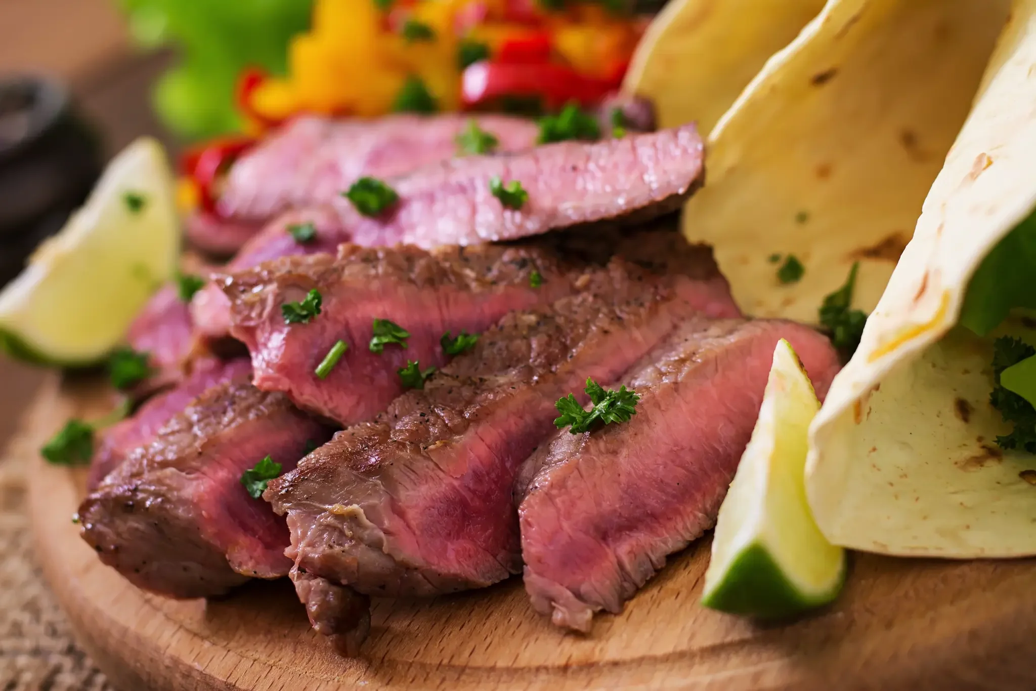 Beef Fajitas - Sizzling beef fajitas with grilled vegetables